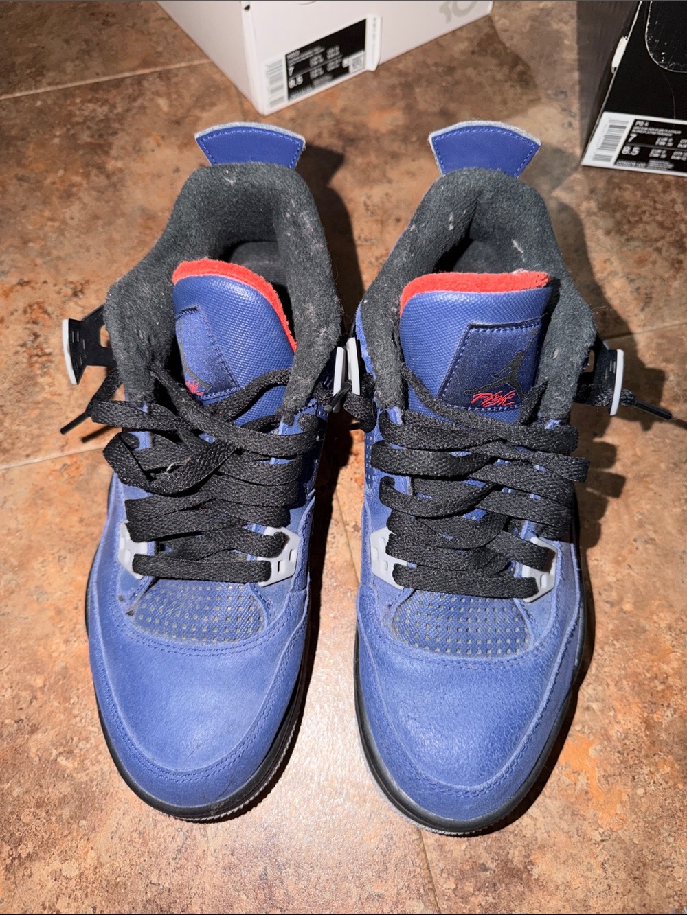 Jordan Kids High-Top Sneakers in Blue and Black with Red Accent